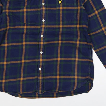 Lyle & Scott Men’s M Blue Green Plaid Button-Down Long Sleeve Shirt