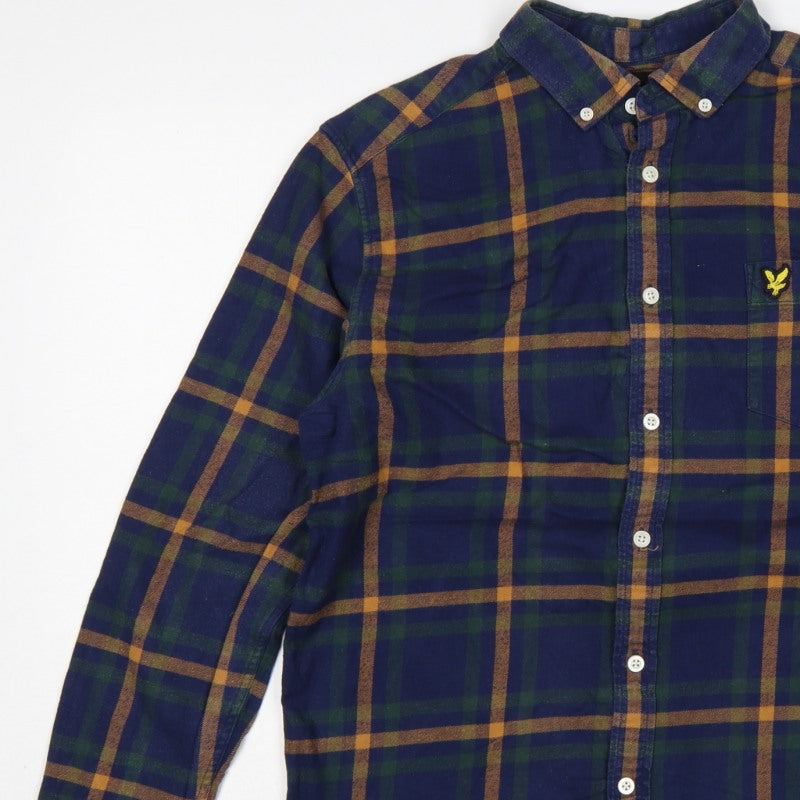Lyle & Scott Men’s M Blue Green Plaid Button-Down Long Sleeve Shirt