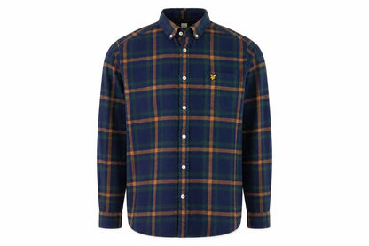 Lyle & Scott Men’s M Blue Green Plaid Button-Down Long Sleeve Shirt