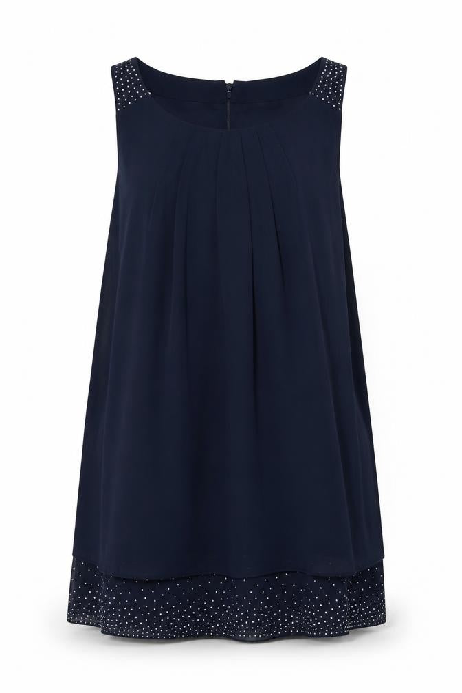Klass Women Blue Size 16 Shift Dress Rhinestone Chiffon Party