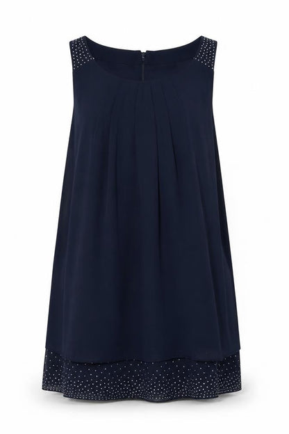 Klass Women Blue Size 16 Shift Dress Rhinestone Chiffon Party
