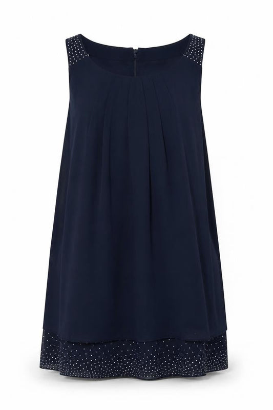 Klass Women Blue Size 16 Shift Dress Rhinestone Chiffon Party