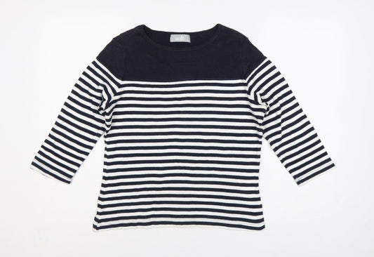 Wallis Women’s Navy White Stripe Knit Long Sleeve Top UK 14