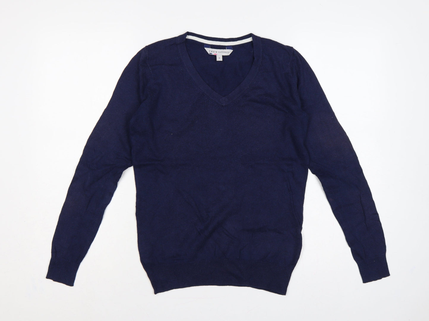 Crew Clothing Co. Women's Navy Blue UK 8 V-Neck Cotton Cashmere Jumper