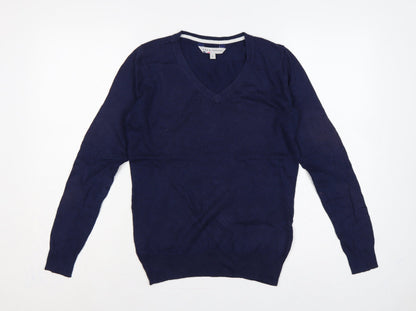 Crew Clothing Co. Women's Navy Blue UK 8 V-Neck Cotton Cashmere Jumper