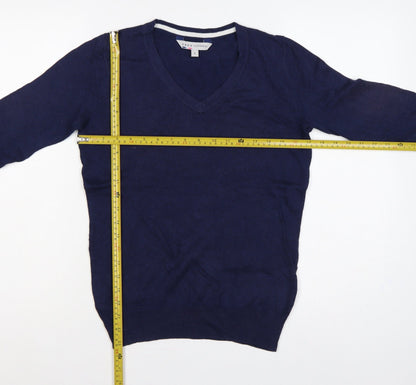 Crew Clothing Co. Women's Navy Blue UK 8 V-Neck Cotton Cashmere Jumper