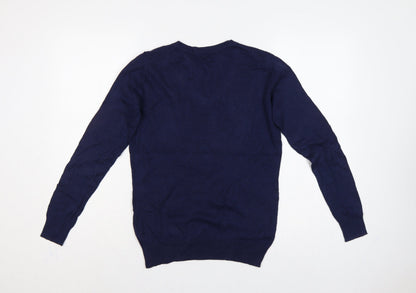 Crew Clothing Co. Women's Navy Blue UK 8 V-Neck Cotton Cashmere Jumper