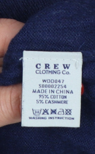 Crew Clothing Co. Women's Navy Blue UK 8 V-Neck Cotton Cashmere Jumper