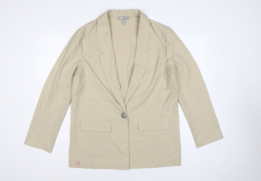 ASOS Women Beige UK 12 Single-Breasted Tailored Blazer Jacket