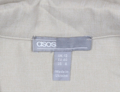 ASOS Women Beige UK 12 Single-Breasted Tailored Blazer Jacket
