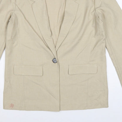 ASOS Women Beige UK 12 Single-Breasted Tailored Blazer Jacket