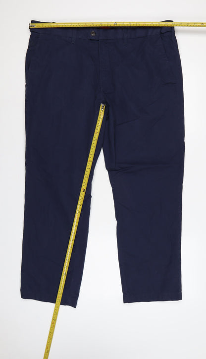 Marks and Spencer Men’s Navy 42in 33in Chino Straight Cotton Trousers