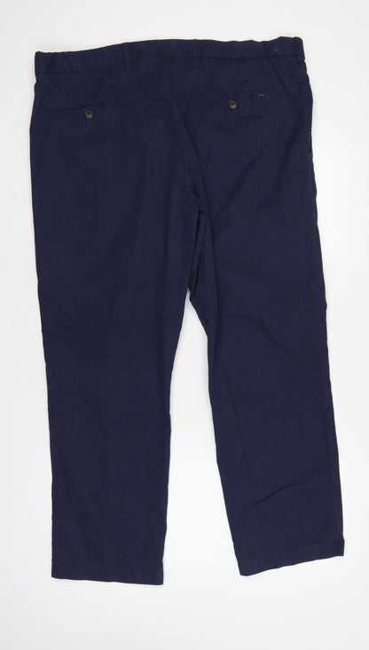 Marks and Spencer Men’s Navy 42in 33in Chino Straight Cotton Trousers