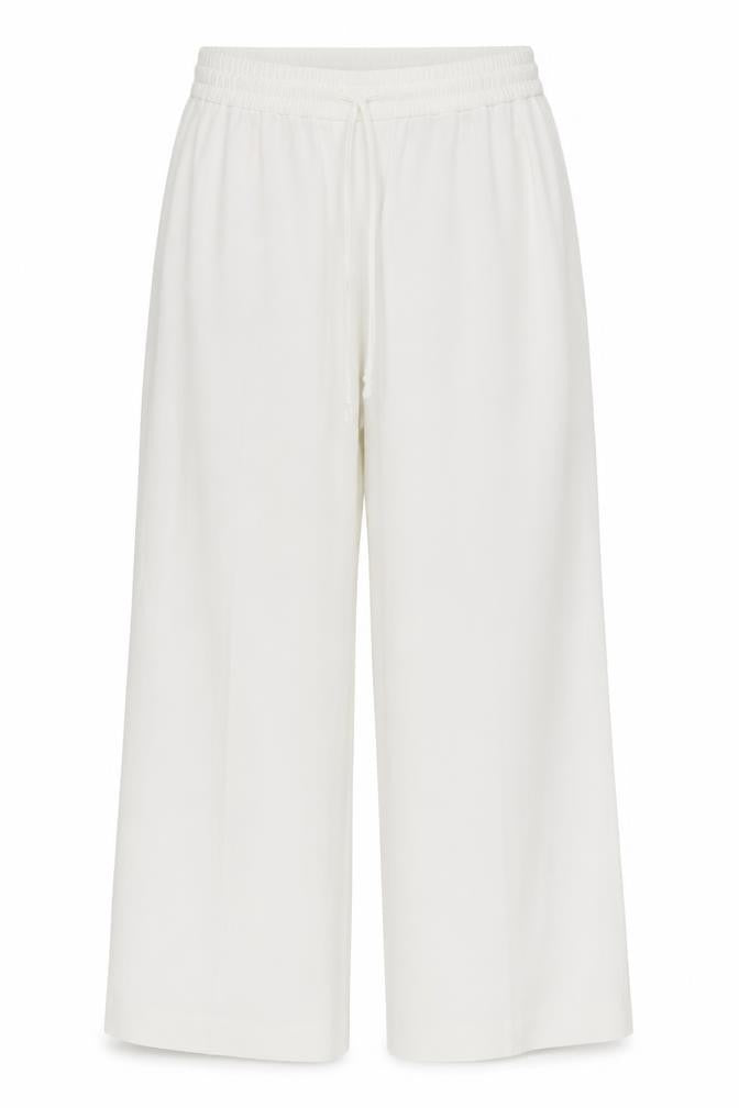Marks & Spencer Women Ivory UK 10 Wide-Leg Drawstring Trousers