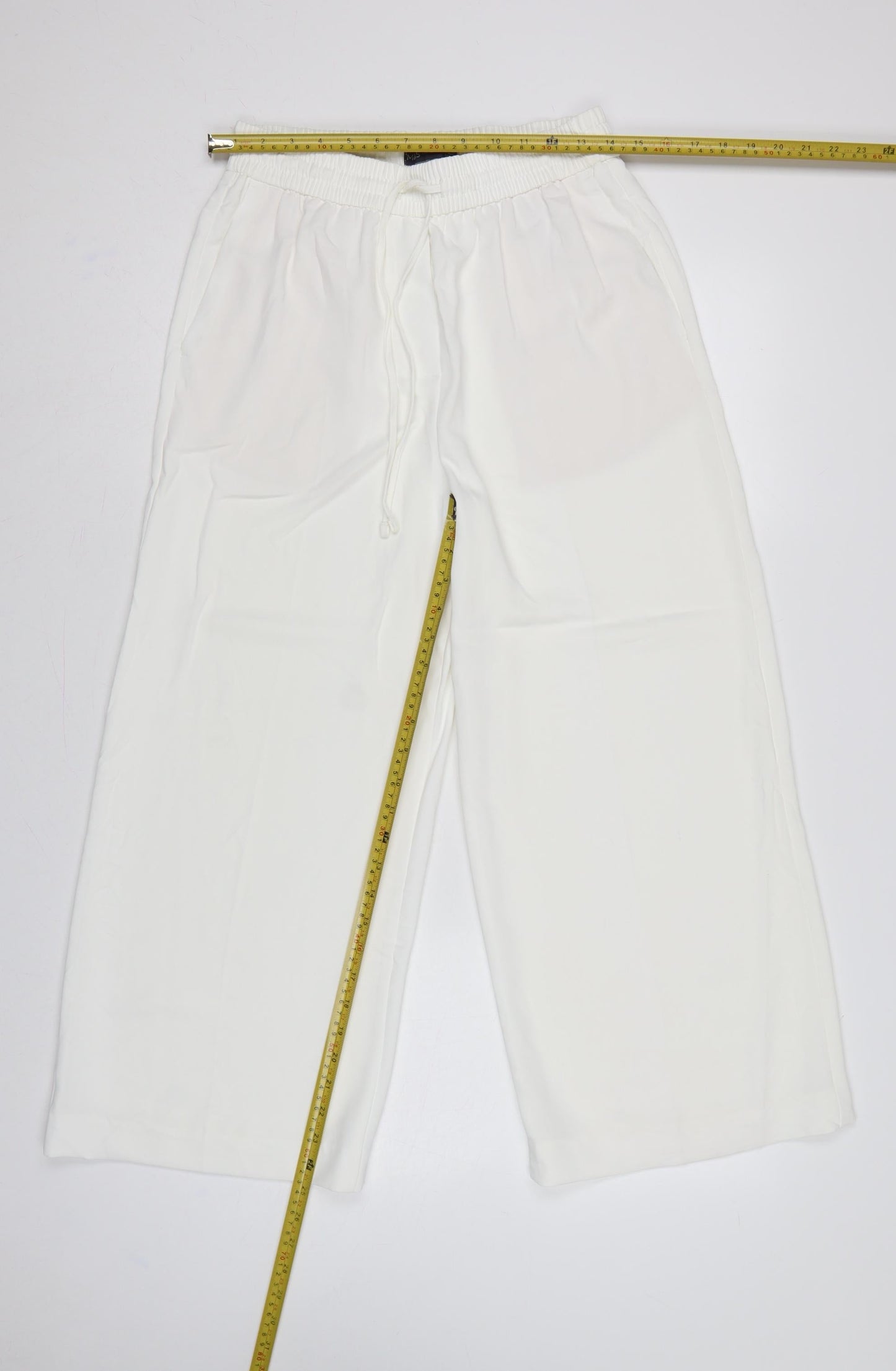 Marks & Spencer Women Ivory UK 10 Wide-Leg Drawstring Trousers