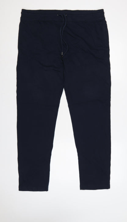 Marks and Spencer Men’s Blue XL Regular Cotton Blend Jogger Trousers