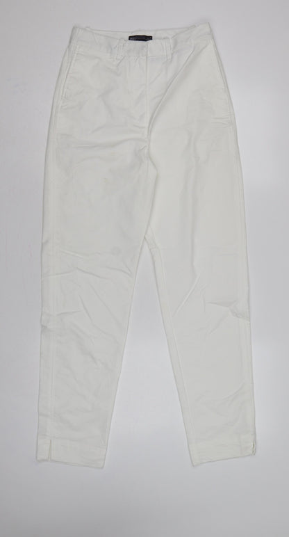 M&S Women’s White Size 8 Long Tapered Chino Trousers