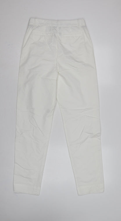 M&S Women’s White Size 8 Long Tapered Chino Trousers