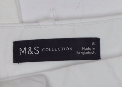 M&S Women’s White Size 8 Long Tapered Chino Trousers