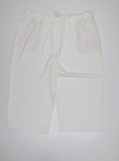 M&S Women White UK 22 Cropped Wide-Leg Drawstring Trousers