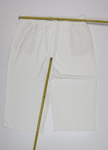 M&S Women White UK 22 Cropped Wide-Leg Drawstring Trousers