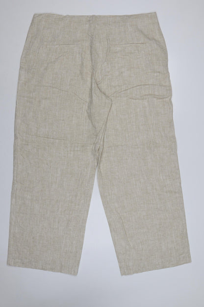 M&S Women Beige Linen Blend Straight Trousers UK 22 Regular