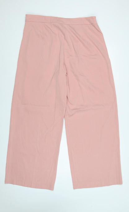 Marks and Spencer Women Pink UK 18 Wide-Leg Trousers Regular