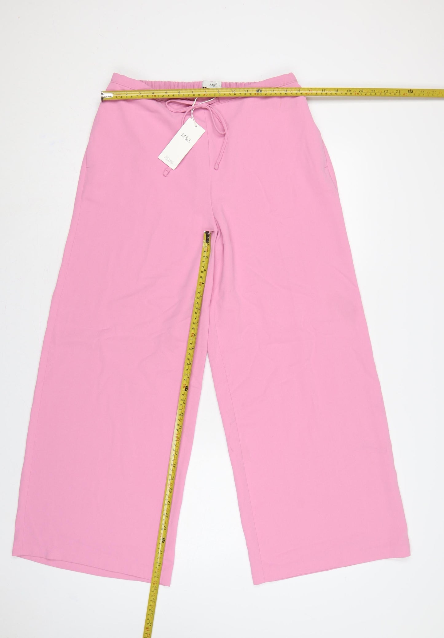 Marks and Spencer Women's Pink UK 12 Wide-Leg Drawstring Trousers