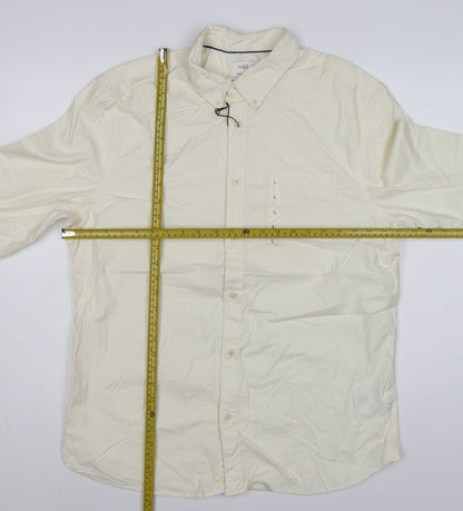 Marks and Spencer Men’s Ivory L Regular Cotton Button-Down Shirt