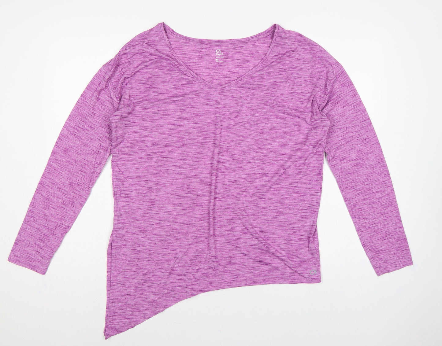 GapFit Women Purple M Breathe V-Neck Long Sleeve Activewear T-Shirt