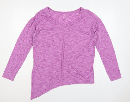 GapFit Women Purple M Breathe V-Neck Long Sleeve Activewear T-Shirt