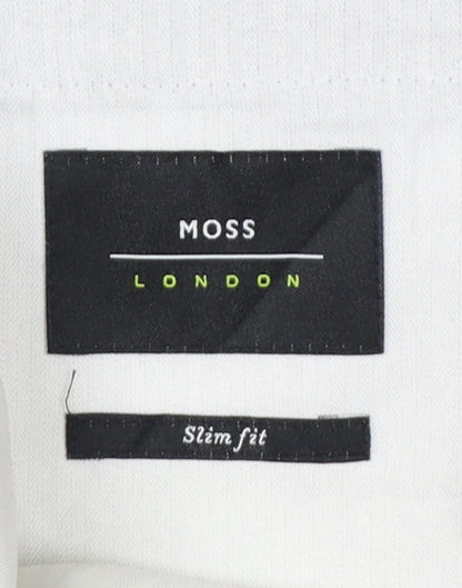 Moss London Men’s Grey 32in Slim Fit Tapered Dress Trousers