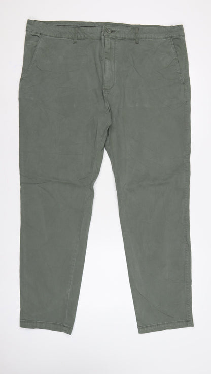 Marks & Spencer Men's Green 44/31 Chino Trousers Straight Cotton Stretch