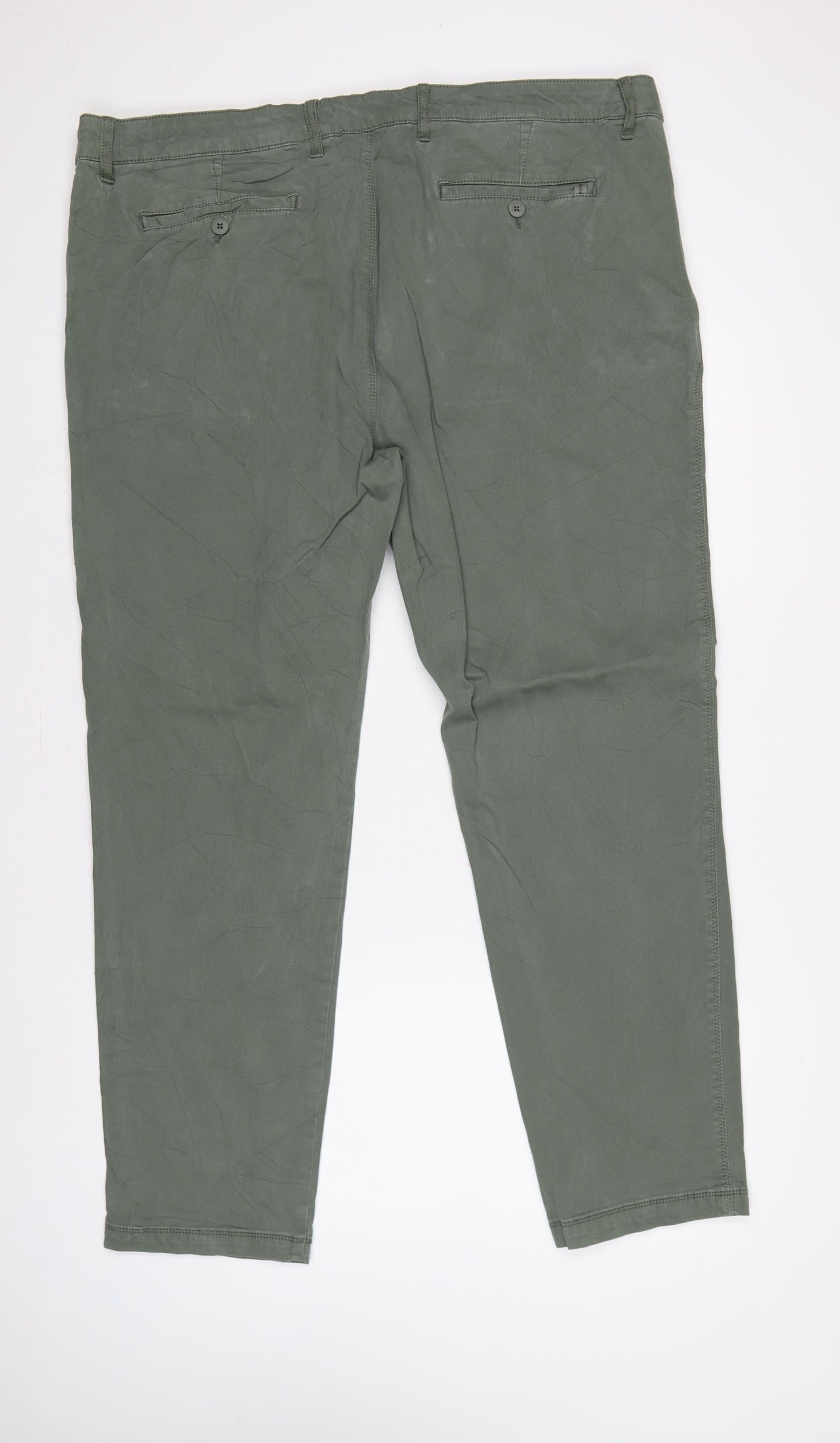 Marks & Spencer Men's Green 44/31 Chino Trousers Straight Cotton Stretch
