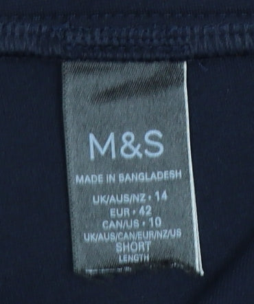 M&S Women’s Blue UK 14 Short High Rise Stretch Flared Leggings