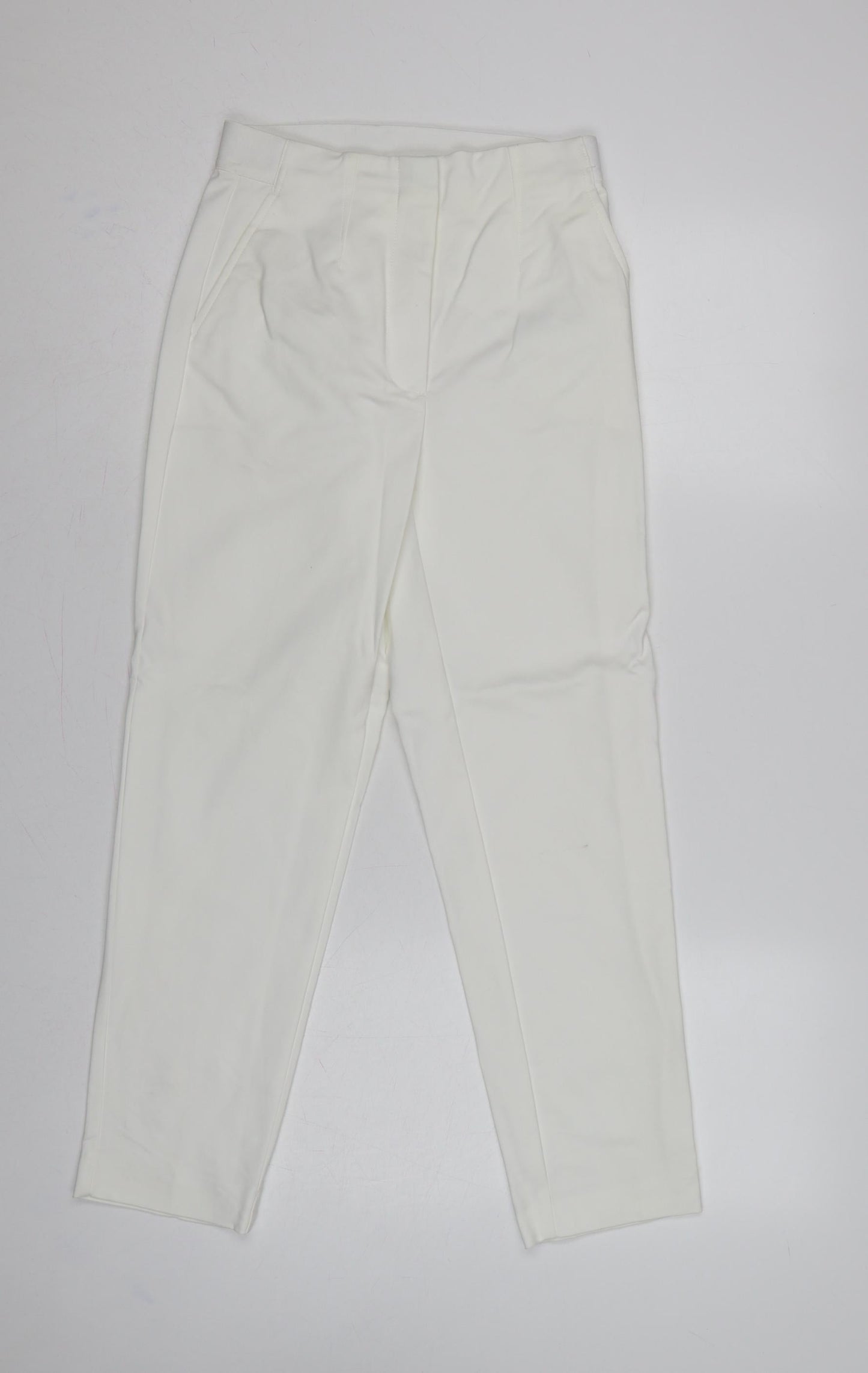 Marks and Spencer Women Ivory UK 6 Short Tapered Trousers
