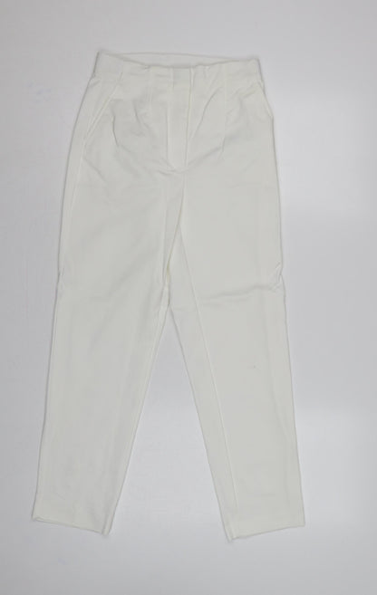 Marks and Spencer Women Ivory UK 6 Short Tapered Trousers