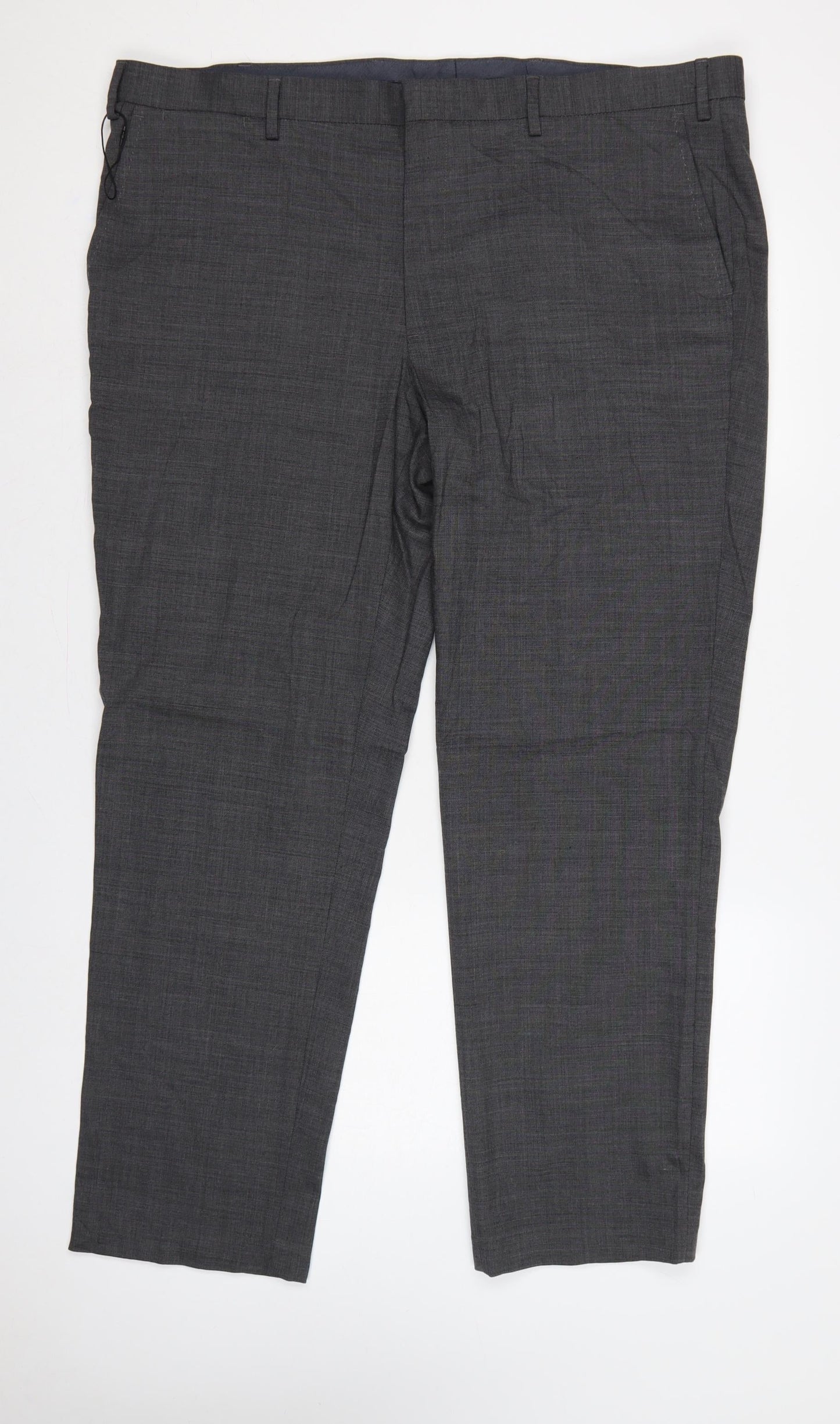 M&S Men’s Grey 44in Regular Wool Blend Performance Dress Trousers