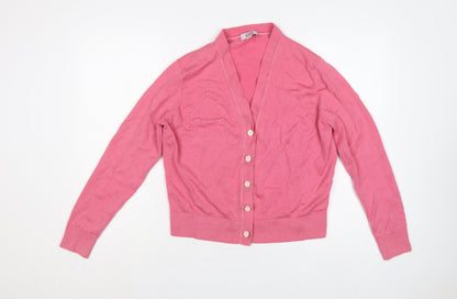 COS Women Pink Wool V-Neck Button Cardigan Size S