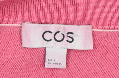 COS Women Pink Wool V-Neck Button Cardigan Size S
