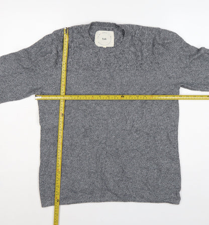 Folk Men's Grey XL Crew Neck Organic Cotton Knit Pullover Jumper