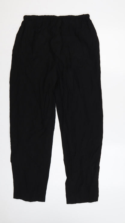 Marks & Spencer Women Black UK 10 Regular Lyocell Drawstring Jogger Trousers
