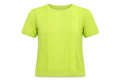 Gok for Tu Women Yellow Size 12 Open-Knit Short Sleeve Pullover Jumper