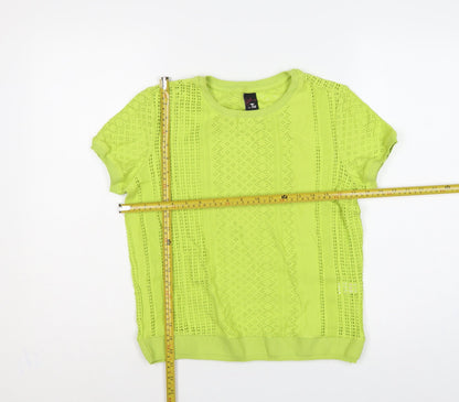 Gok for Tu Women Yellow Size 12 Open-Knit Short Sleeve Pullover Jumper