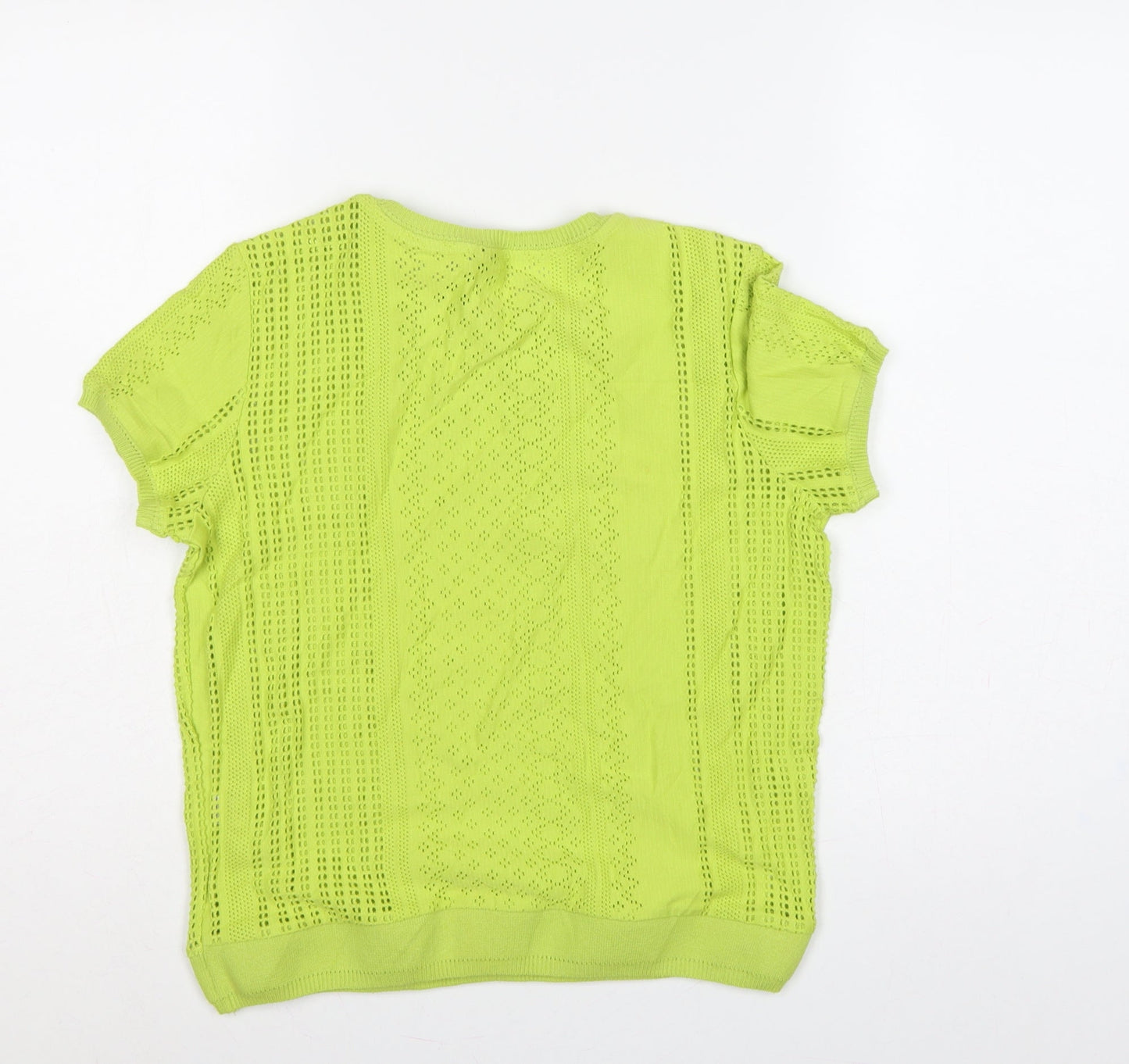 Gok for Tu Women Yellow Size 12 Open-Knit Short Sleeve Pullover Jumper