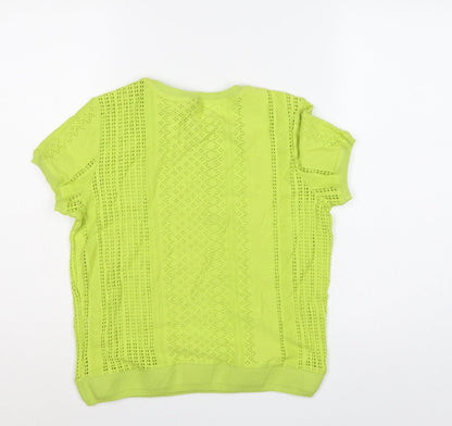 Gok for Tu Women Yellow Size 12 Open-Knit Short Sleeve Pullover Jumper