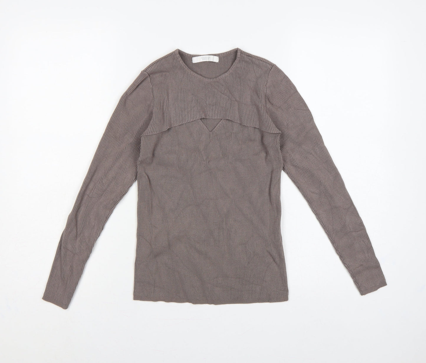 Michelle Keegan Women’s Brown UK 12 Ribbed Cape Layered Jumper