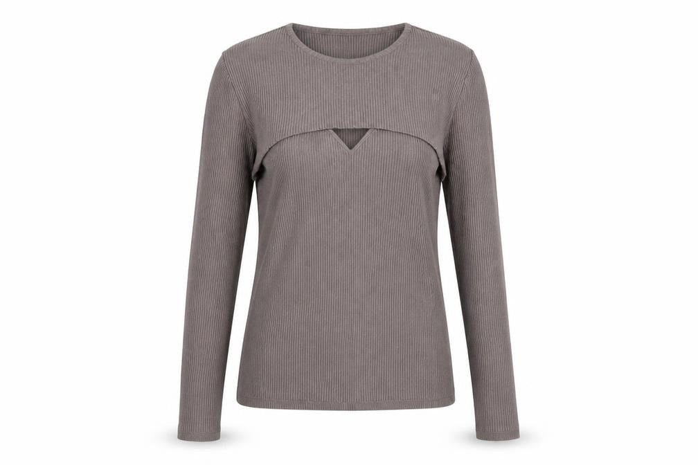 Michelle Keegan Women’s Brown UK 12 Ribbed Cape Layered Jumper