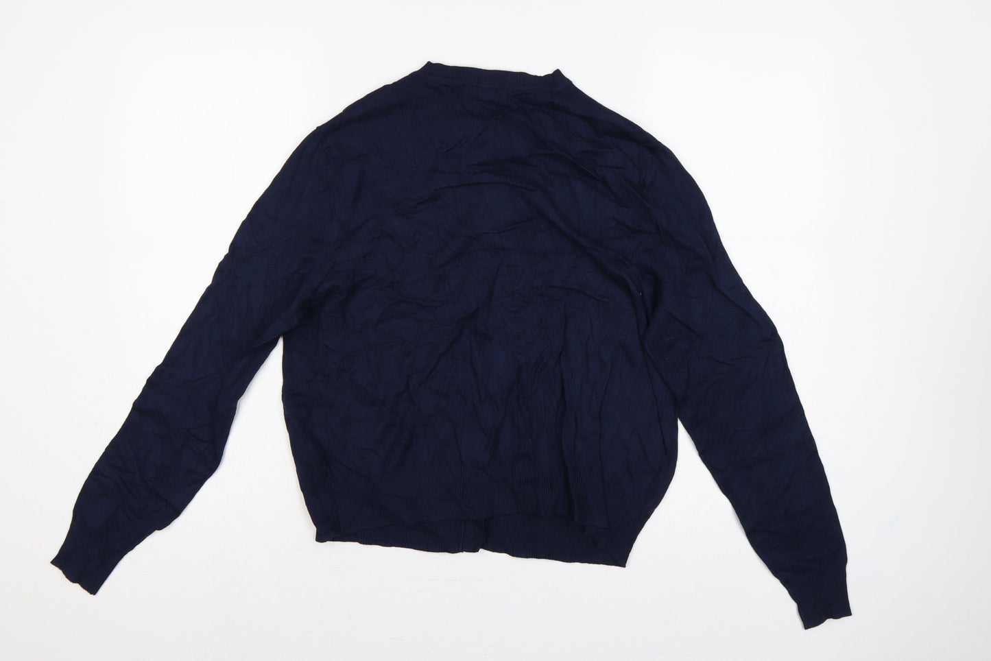 Marks and Spencer Women Blue UK 14 Crew Neck Button Knit Cardigan