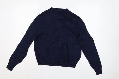 Marks and Spencer Women Blue UK 14 Crew Neck Button Knit Cardigan